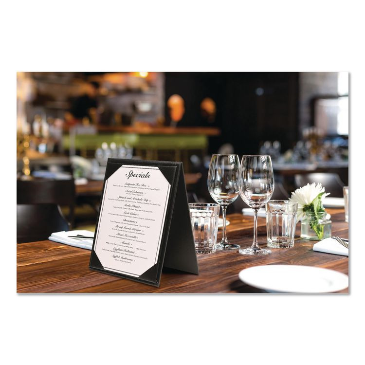 EXCELLO GLOBAL PRODUCTS SPLSMENU4X6A Table-Top Menu Holder, For 4 x 6 Insert, 4.6 x 6.7 Holder, Black