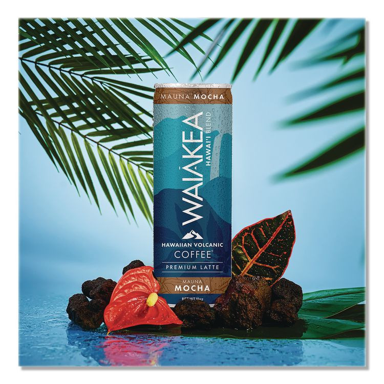 WAIAKEA HAWAIIAN VOLCANIC WATER NOV00627 Hawaiian Volcanic Cold Brew Coffee, Mauna Mocha, 11 oz Can, 12/Carton