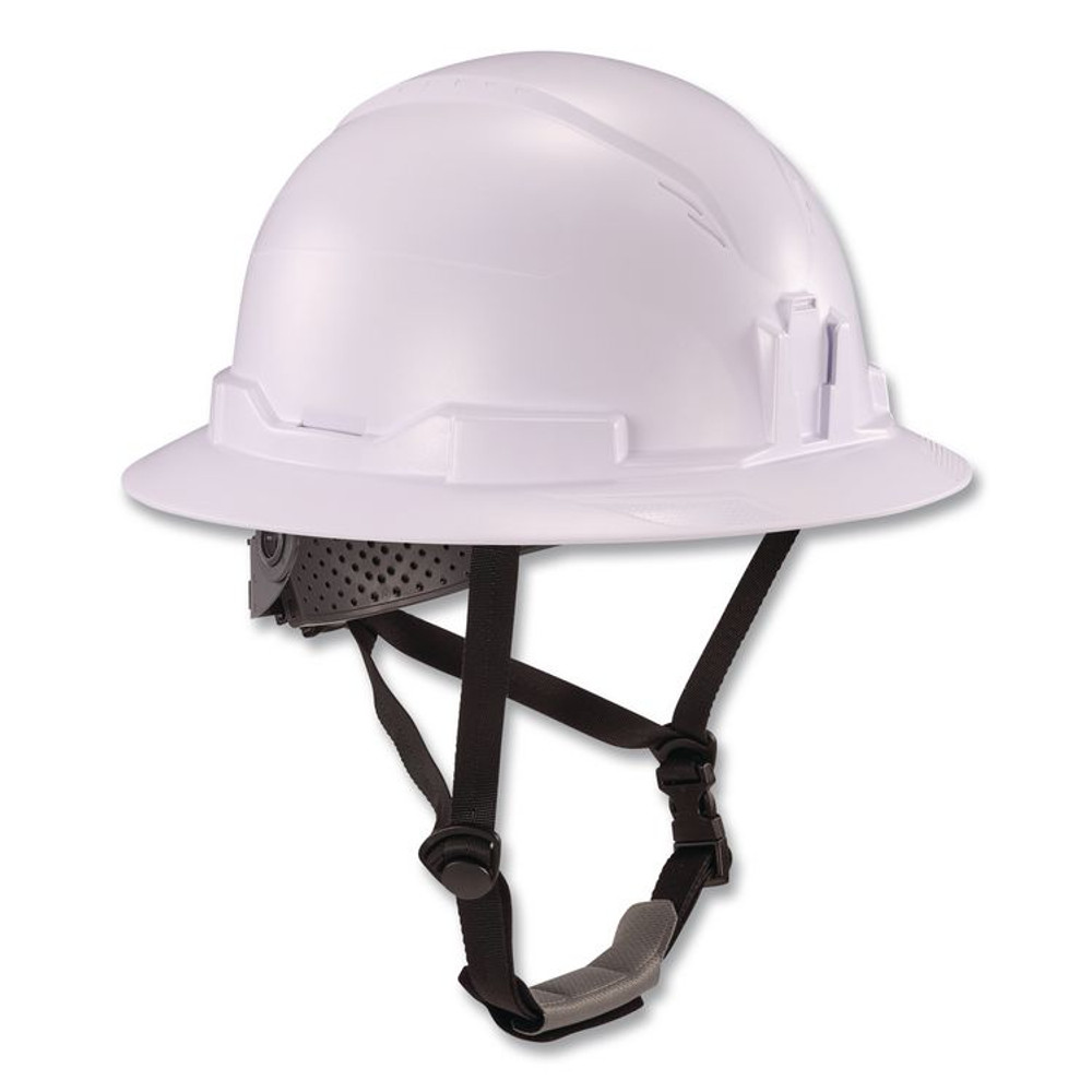 TENACIOUS HOLDINGS, INC. ergodyne® 60540 Skullerz 8963 Full Brim Class E Safety Helmet, 6-Point Rachet Suspension, Full Brim, White