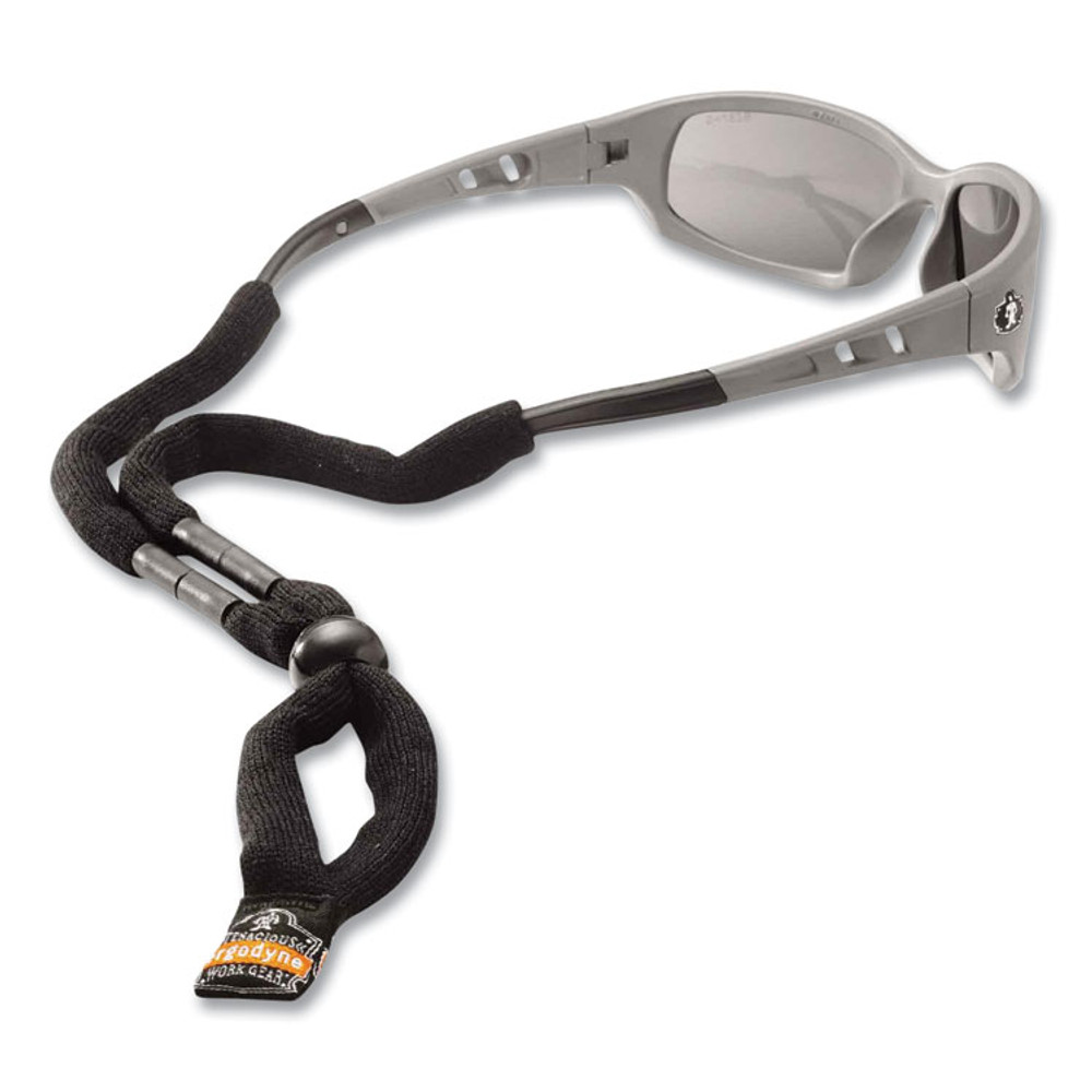 TENACIOUS HOLDINGS, INC. ergodyne® 19212 Skullerz 3215 Cotton Breakaway Eyewear Lanyard, Cotton Barrel Slide Fastener, 12" Long, Black