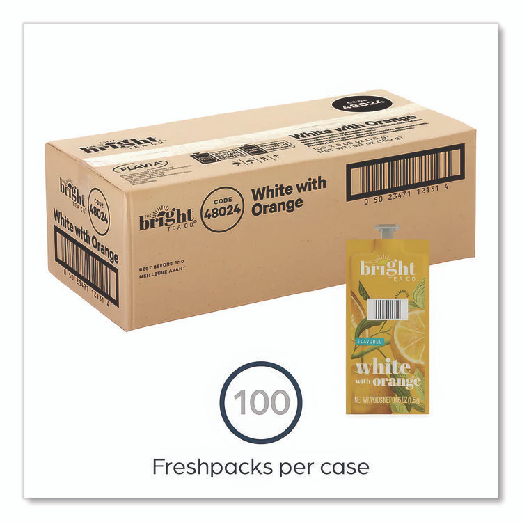 MARS, INC. The Bright Tea Co. MDRB504 Tea Freshpack Pods, White with Orange, 0.05 oz, 100/Carton