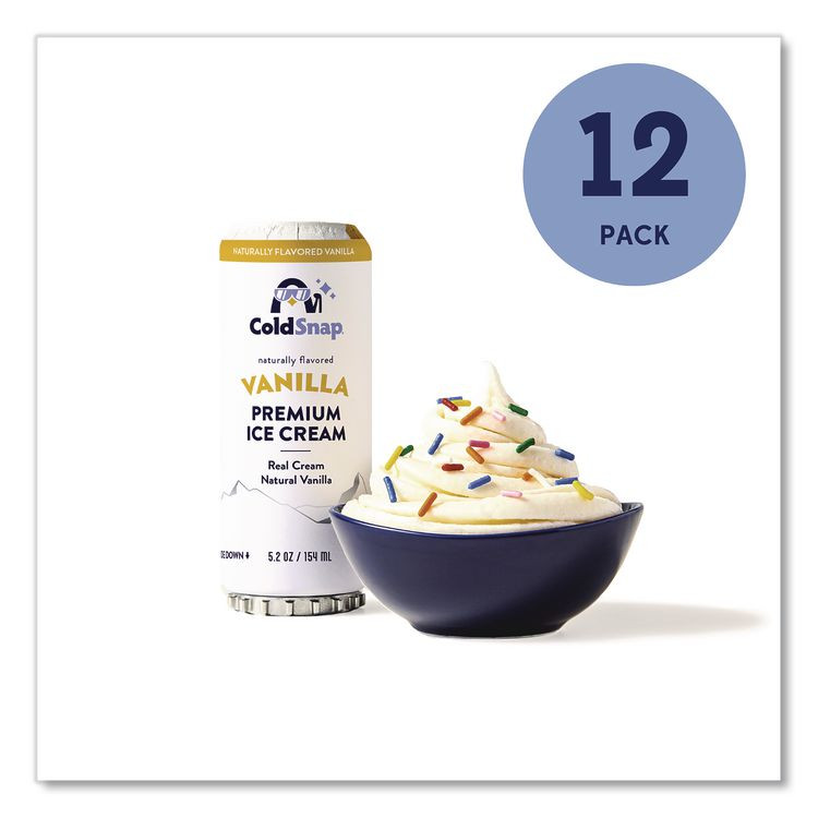 COLDSNAP 600038 Ice Cream Pod, Vanilla, 5.2 oz Single Serve Pod for ColdSnap Machine, 12/Carton