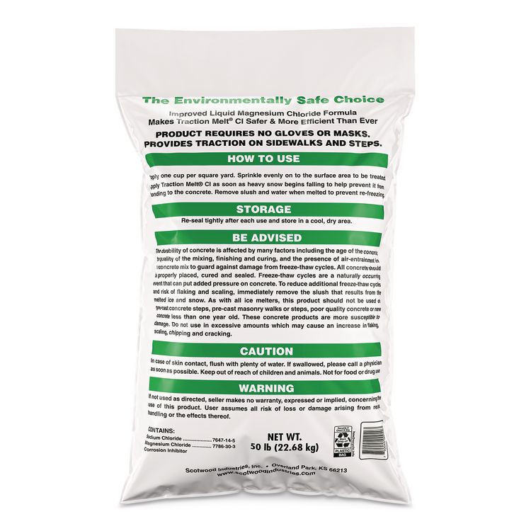 SCOTWOOD INDUSTRIES INC SWO50BTMPLT Traction Melt CI Ice and Snow Melter, 50 lb Bag, 50/Pallet