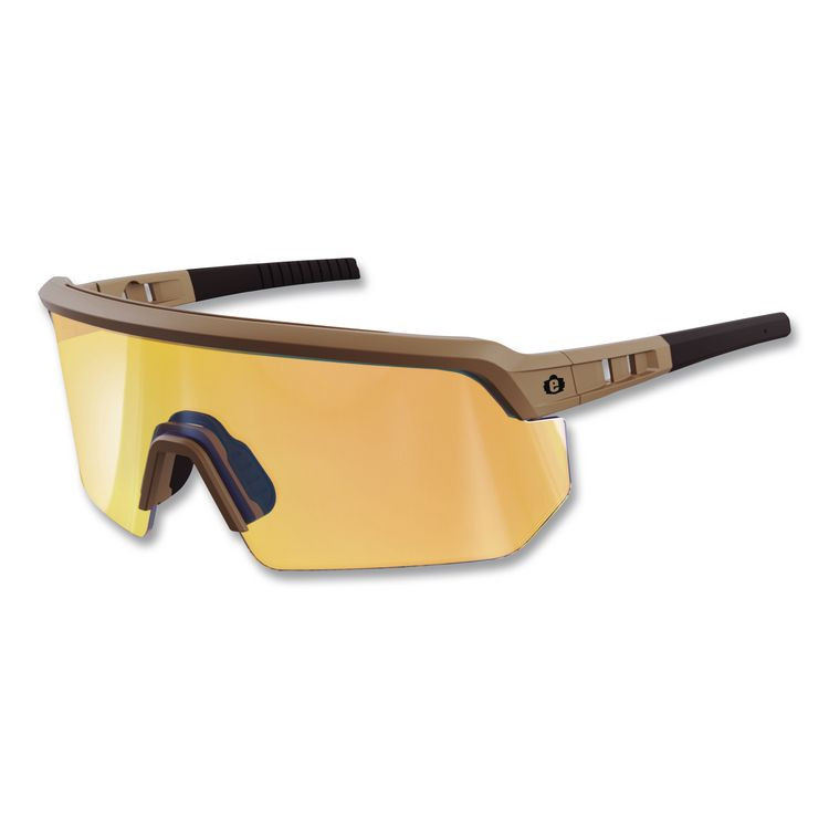 TENACIOUS HOLDINGS, INC. ergodyne® 55212 Skullerz AEGIR Color Enhancing Safety Glasses with Mirrored Lenses, Matte Desert Nylon Frame, High Contrast Yellow Lens