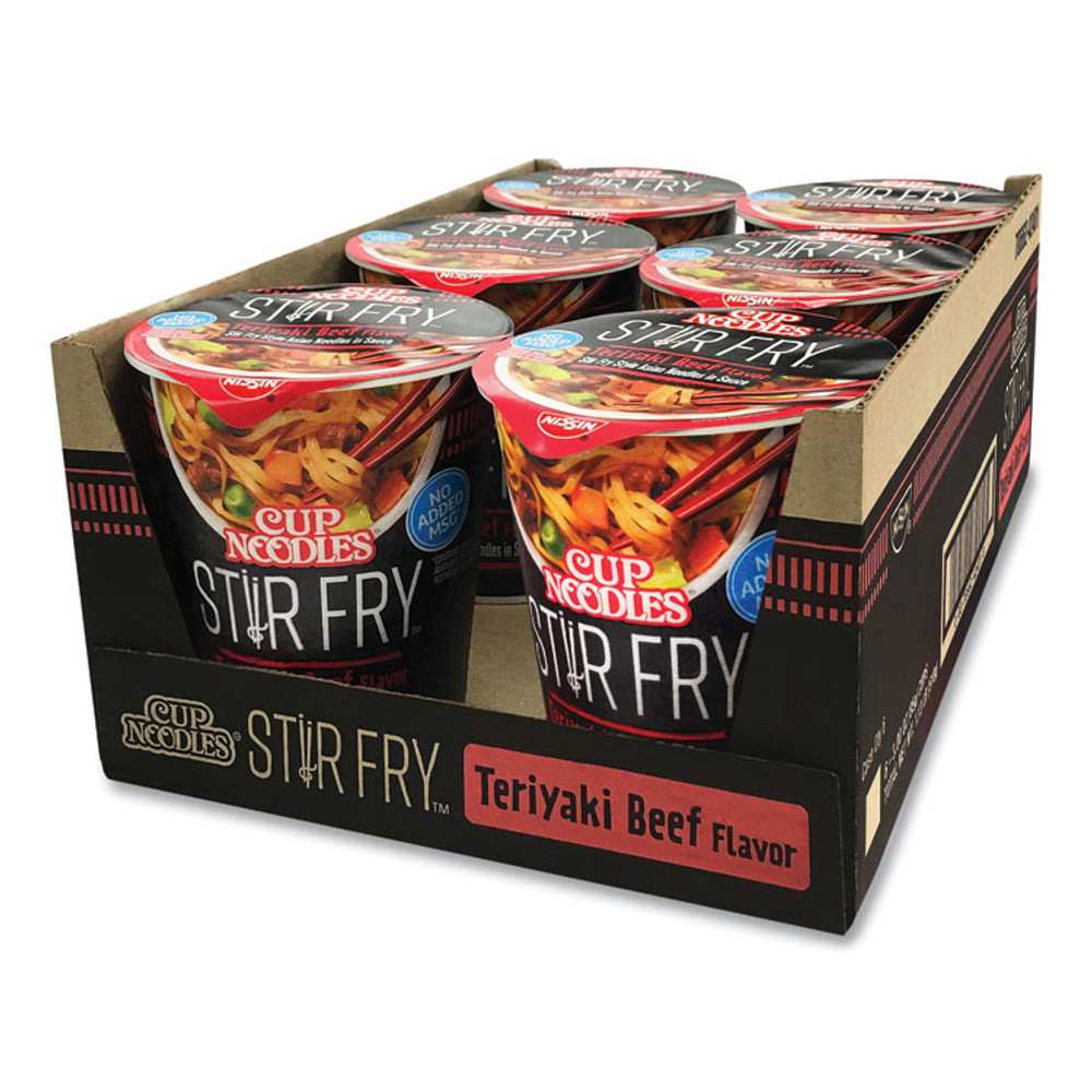 NISSIN FOODS NIS42401 Cup Noodles Stir Fry, Teriyaki Beef, 3 oz Cup, 6/Carton
