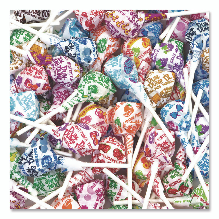 SPANGLER CANDY COMPANY 711 Dum-Dum-Pops, Assorted Flavors, Individually Wrapped, 2 lb Bag, 200 Pieces/Bag, 6 Bags/Carton