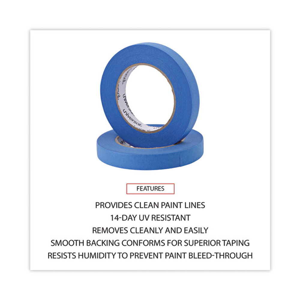 UNIVERSAL OFFICE PRODUCTS PT14019 Premium Blue Masking Tape with UV Resistance, 3" Core, 18 mm x 54.8 m, Blue, 2/Pack