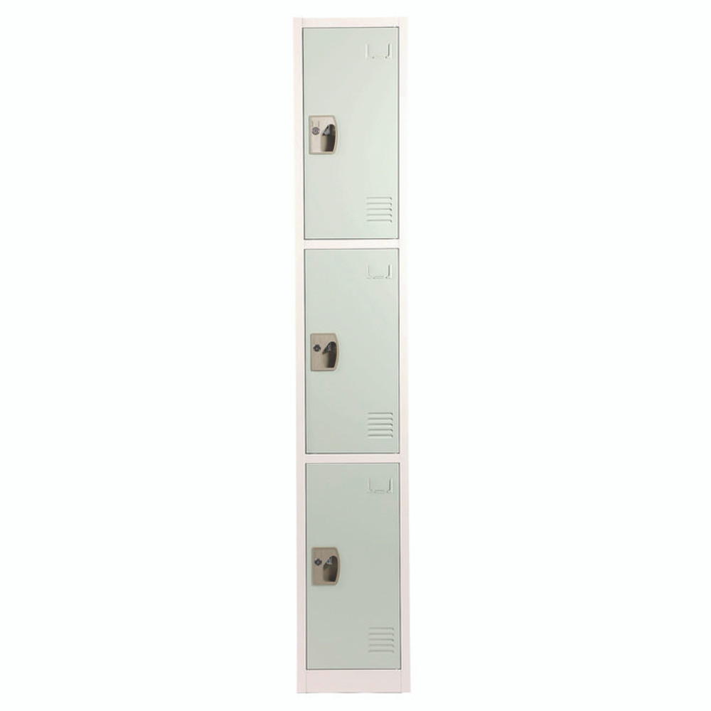 ADIROFFICE I629203MGRN Steel Storage Locker, 3 Compartment, 12 x 12 x 72, Misty Green