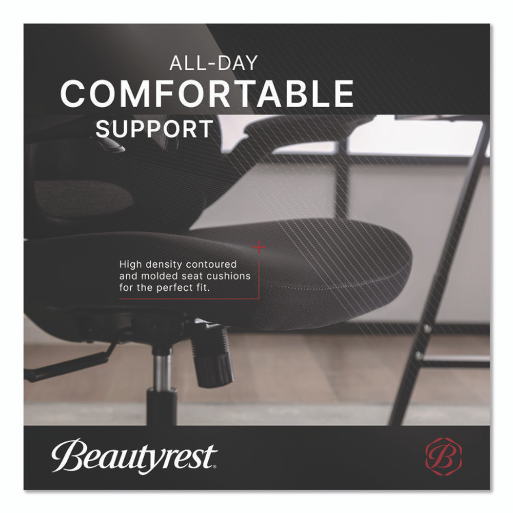 SIMMONS BEDDING COMPANY, LLC Beautyrest® 60078BLK ErgoMax Mesh Swivel Task Chair, Supports Up to 275 lb, 19" x 22.75" Seat Height, Black Back/Seat, Black Base