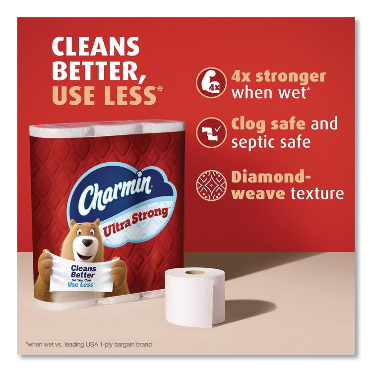 PROCTER & GAMBLE Charmin® 13215 Ultra Strong Bathroom Tissue, Mega Roll, Septic Safe, 2-Ply, White, 220 Sheets/Roll, 16 Rolls/Pack