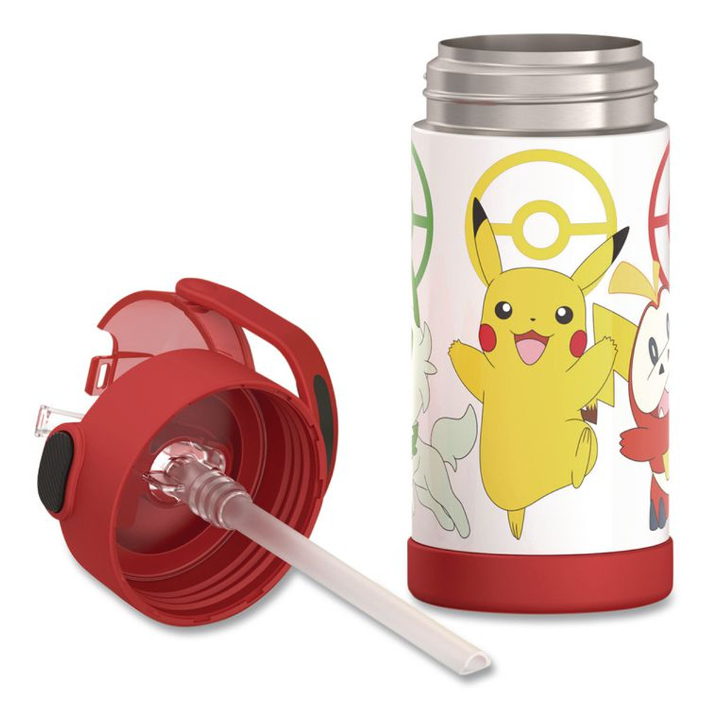THERMOS LLC F4105PM6M FUNtainer Pokémon Stainless Steel Vacuum Insulated Water Bottle, 12 oz, Multicolor