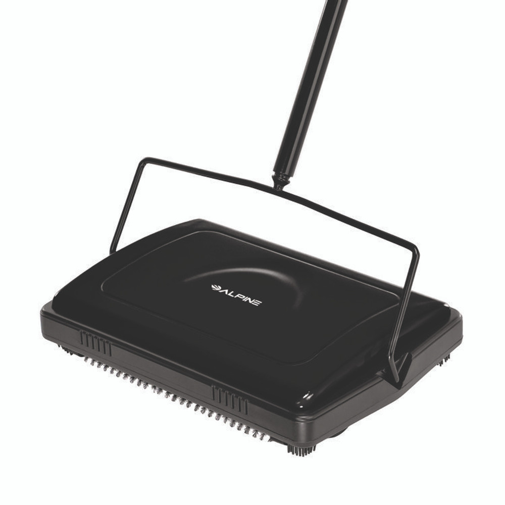 ALPINE INDUSTRIES ALP469BLKNEW Manual Triple Brush Carpet and Floor Sweeper, 42.5" Handle, Black