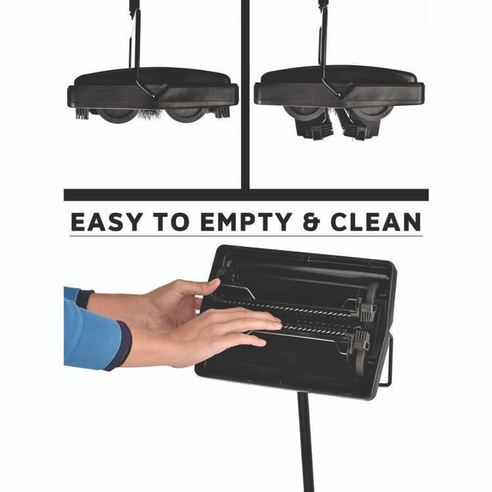 ALPINE INDUSTRIES ALP469BLKNEW Manual Triple Brush Carpet and Floor Sweeper, 42.5" Handle, Black