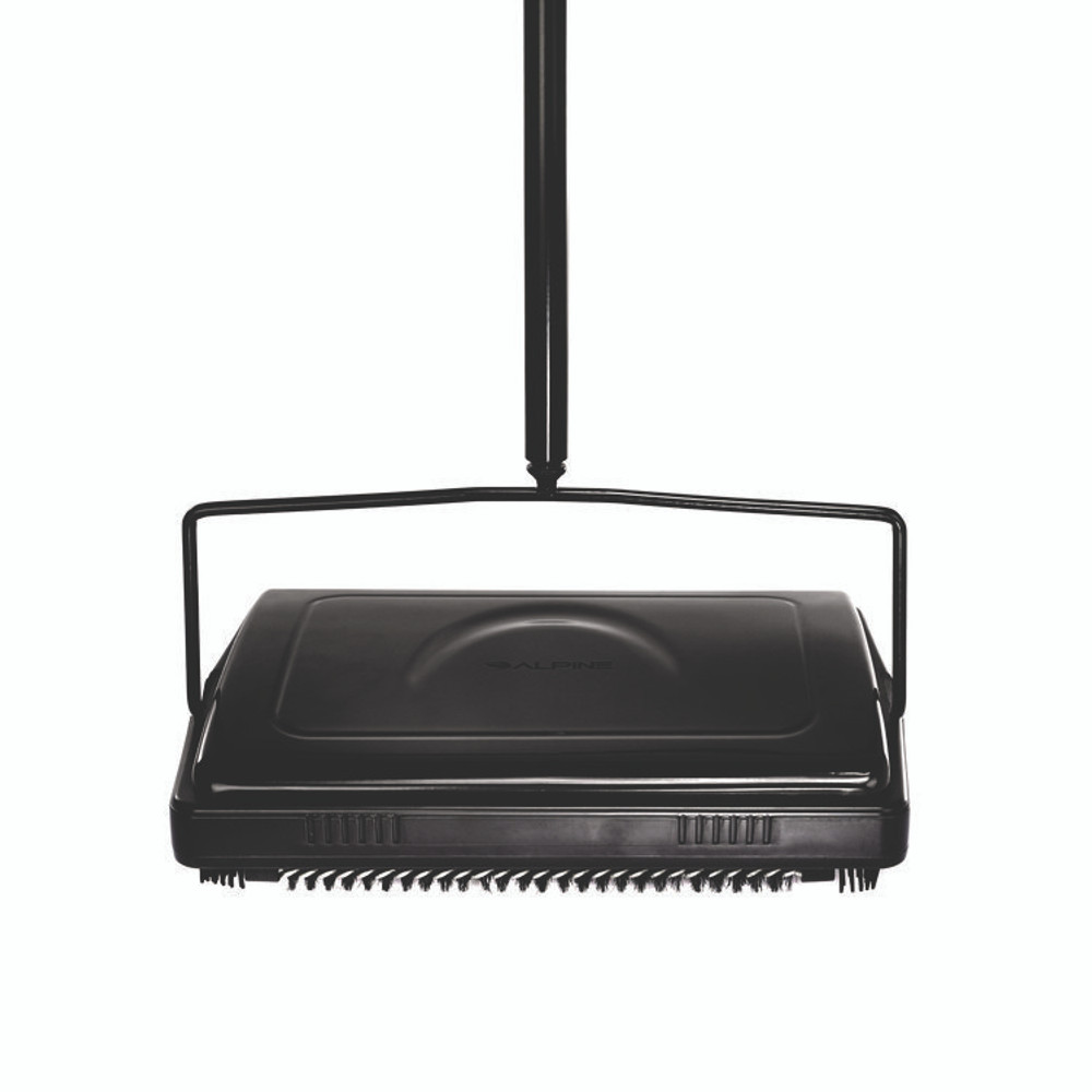 ALPINE INDUSTRIES ALP469BLKNEW Manual Triple Brush Carpet and Floor Sweeper, 42.5" Handle, Black