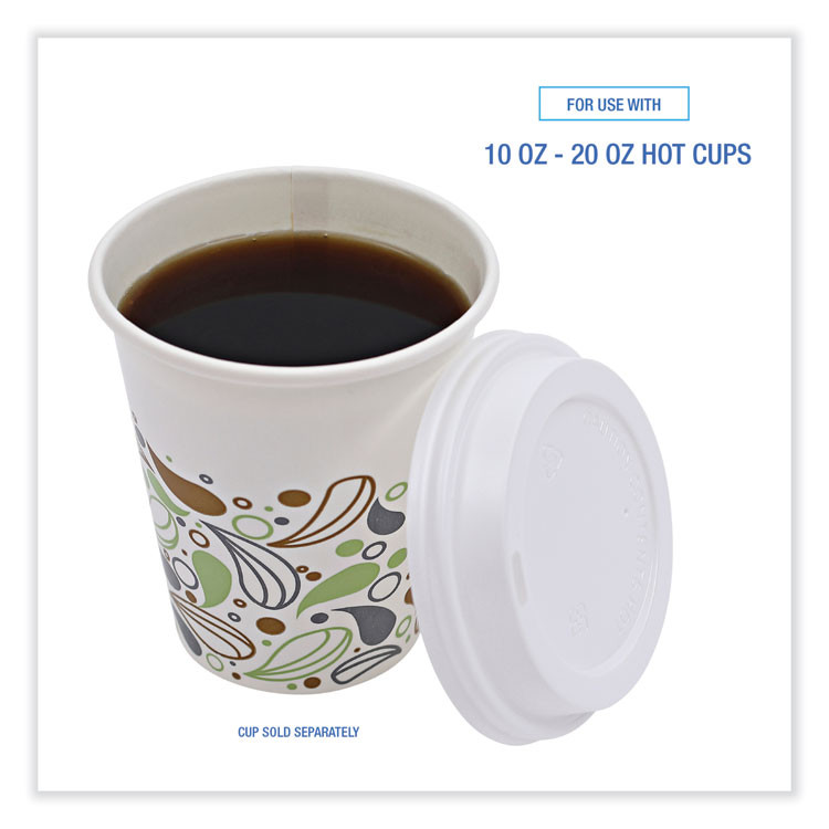 BOARDWALK DEERHLIDW Deerfield Hot Cup Lids, Fits 10 oz to 20 oz Boardwalk Deerfield Hot Cups, Plastic, White, 50/Pack, 20 Packs/Carton