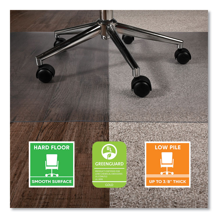 DEFLECTO CORPORATION CM23140SPR6C SuperGrip Chair Mat for Flat to Low Pile Carpeted and Hard Floors, Rectangular, 48" x 36", Clear, Ships Rolled