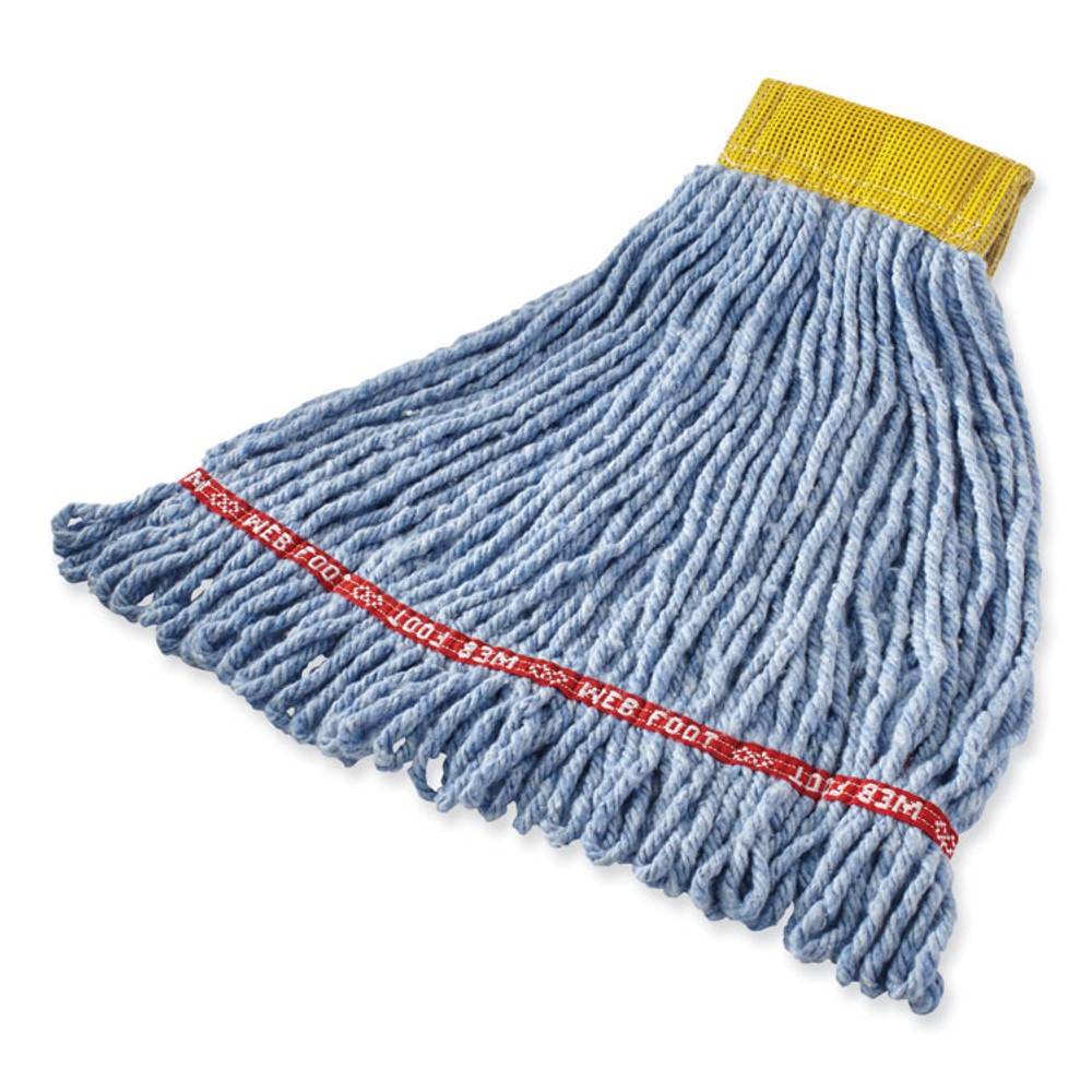 RUBBERMAID COMMERCIAL PROD. FGA25106BL00 Web Foot BLEND SHRINKLESS Mop Head, Cotton/Synthetic, Small, Blue, 6/Carton