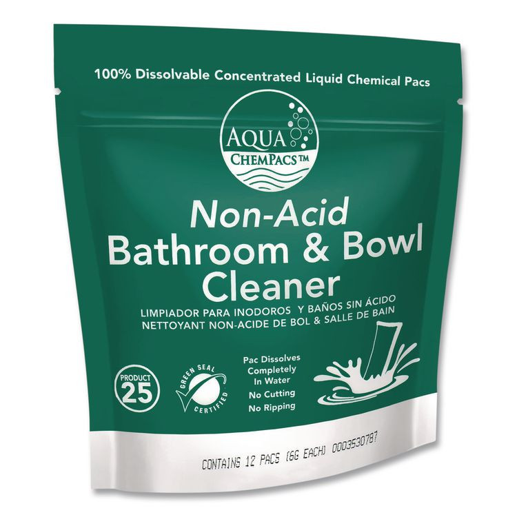 DIVERSEY 9321000 Aqua ChemPacs Non-Acid Bathroom and Bowl Cleaner Starter Pack with Empty 32 oz Spray Bottle, Lavender, 12 ChemPacs/Carton