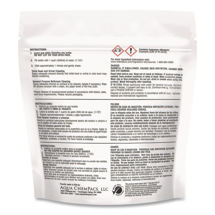 DIVERSEY 9321000 Aqua ChemPacs Non-Acid Bathroom and Bowl Cleaner Starter Pack with Empty 32 oz Spray Bottle, Lavender, 12 ChemPacs/Carton