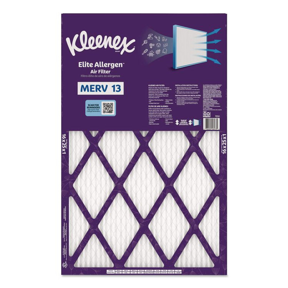 KIMBERLY-CLARK PROFESSIONAL Kleenex® 56073 Elite Allergen Air Filter, MERV 13, 16 x 25, 6/Carton