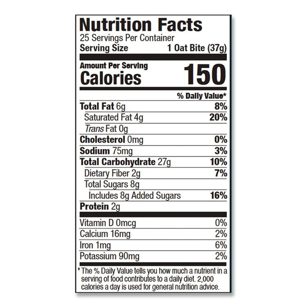 BOBO'S 00214 Oatmeal Bites, Chocolate Chip, 1.3 oz Individually Wrapped, 25/Box