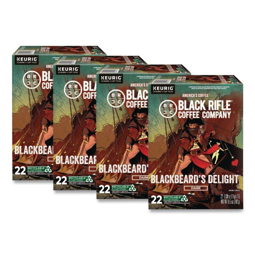 KEURIG DR PEPPER Black Rifle® Coffee Company 0430CT Blackbeard's Delight Coffee K-Cups, 22/Box, 4 Boxes/Carton