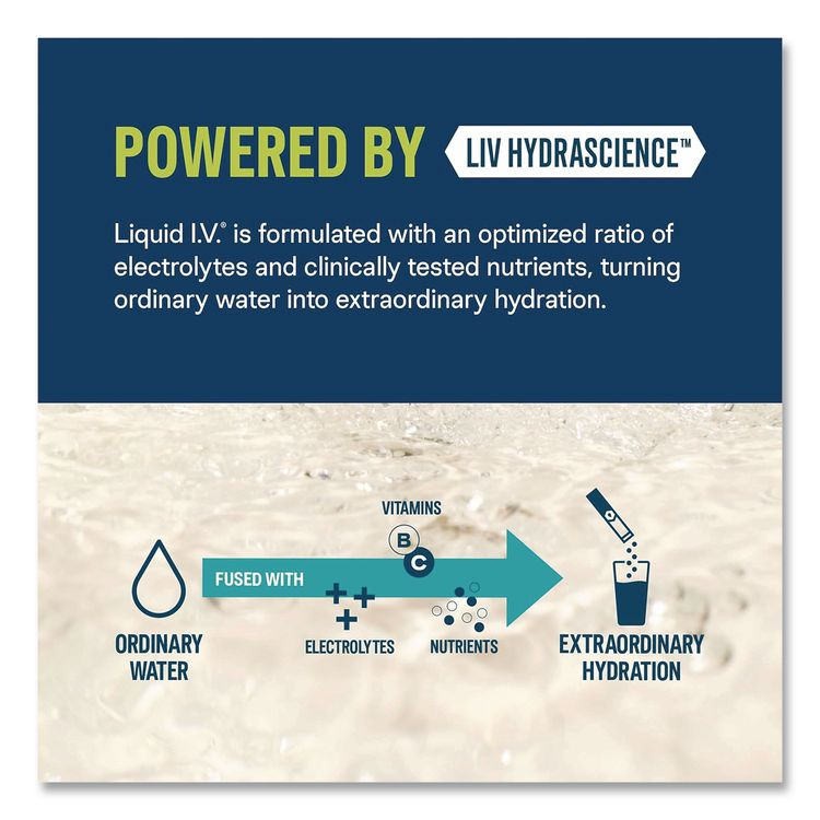 UNILEVER LIQUID I.V.® EHC28674 Sugar-Free Hydration Multiplier, 0.45 oz Stick, Sugar-Free White Peach, 15/Pack