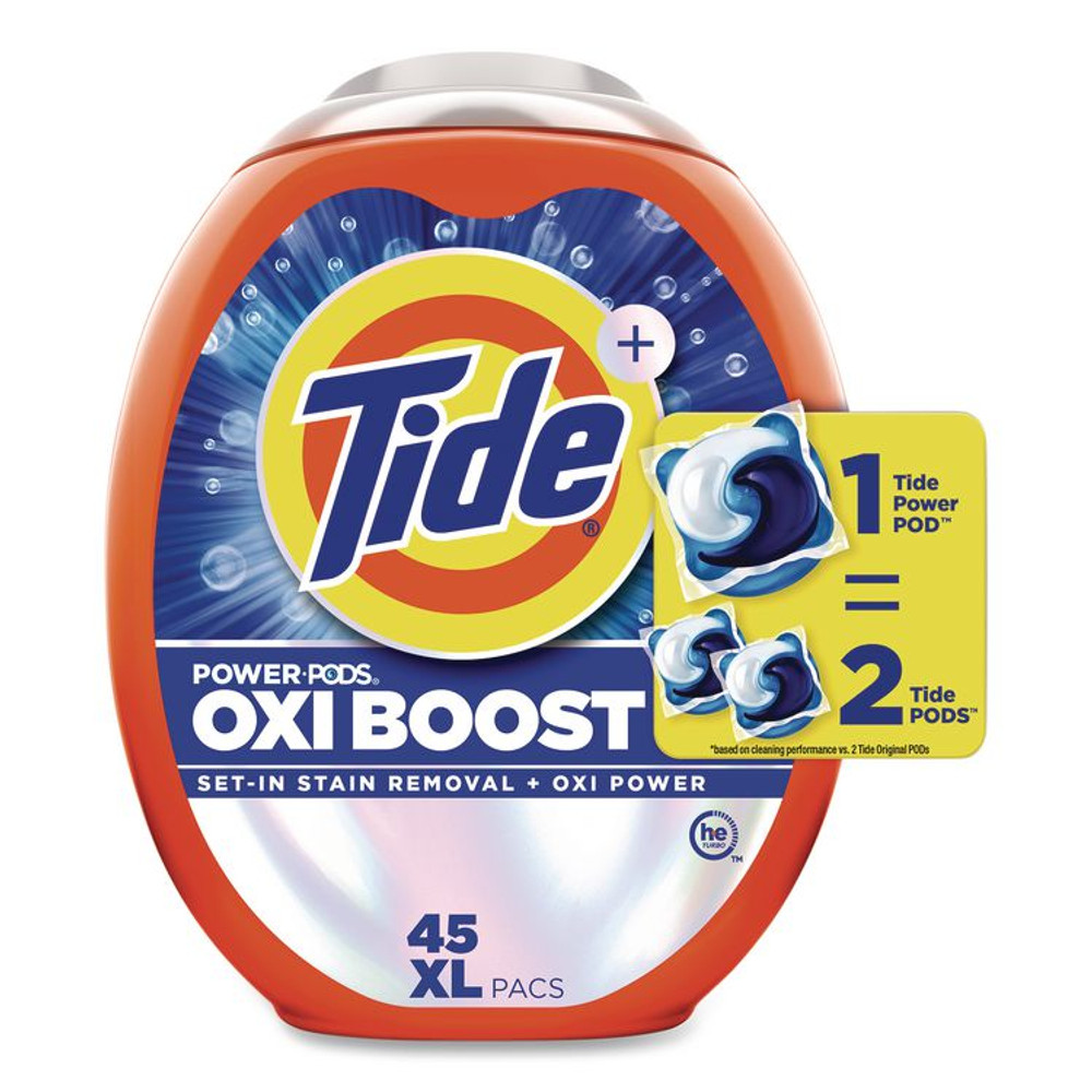 PROCTER & GAMBLE Tide® 17124 Oxi Boost Power PODS, HE Compatible, 45 Pods/Tub