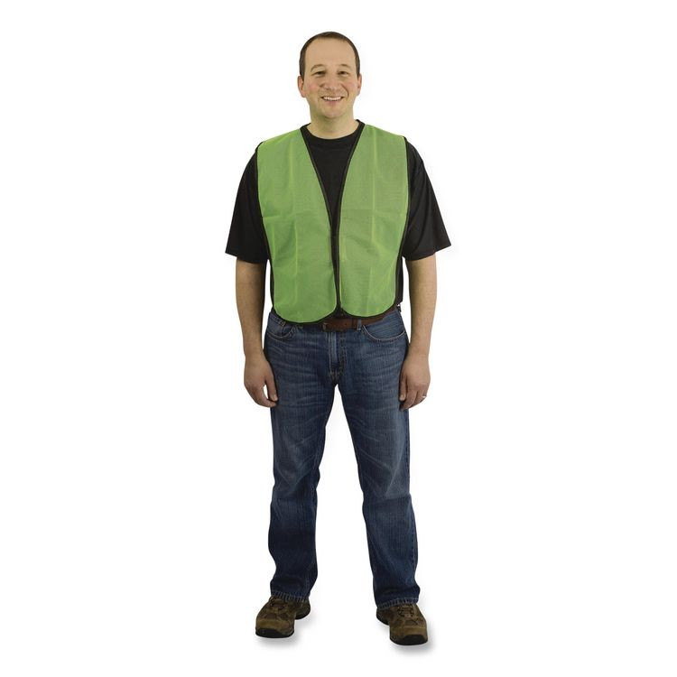 PROTECTIVE INDUSTRIAL PRODUCTS INC PIP 3000800LY Hook and Loop Safety Vest, One Size Fits Most, Lime