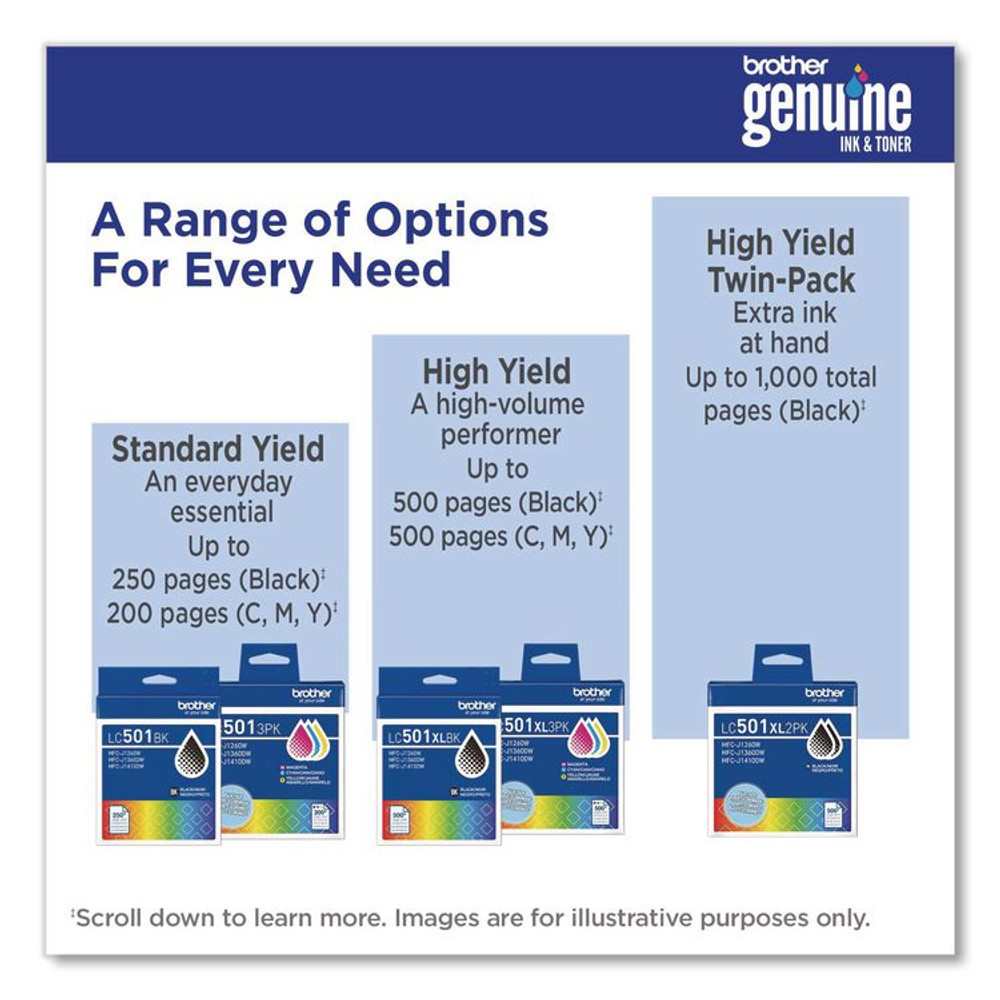 BROTHER INTL. CORP. LC501XLMS LC501XLMS High-Yield Ink, 500 Page-Yield, Magenta