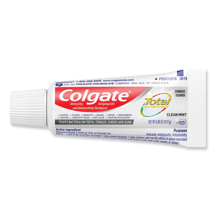 COLGATE PALMOLIVE, IPD. 61044324 Total Toothpaste, Coolmint, 0.88 oz, 24/Carton