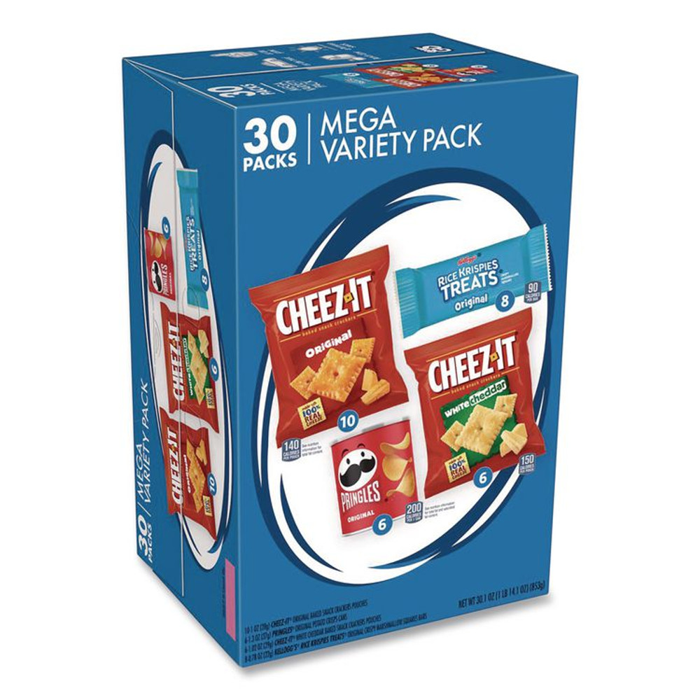 KEEBLER COMPANY Cheez-It® KEE00149 Mega Variety Pack, Cheez-Its, Pringles, Rice Krispies, Individually Wrapped, 30/Box