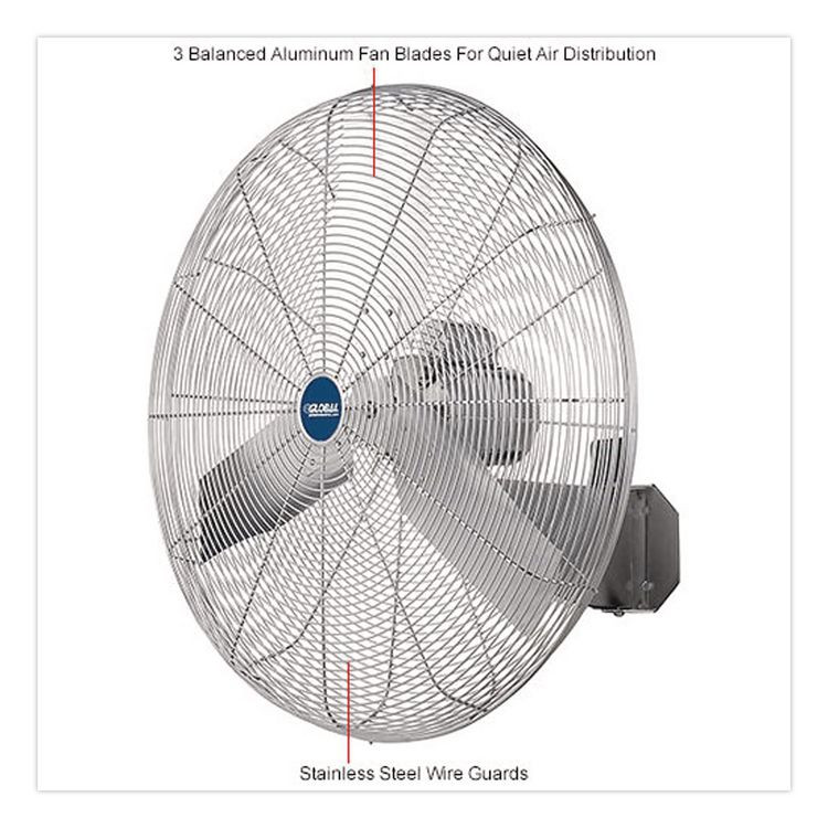 GLOBAL INDUSTRIAL 293019 Washdown Wall Mount Fan, 1 Speed, 30"
