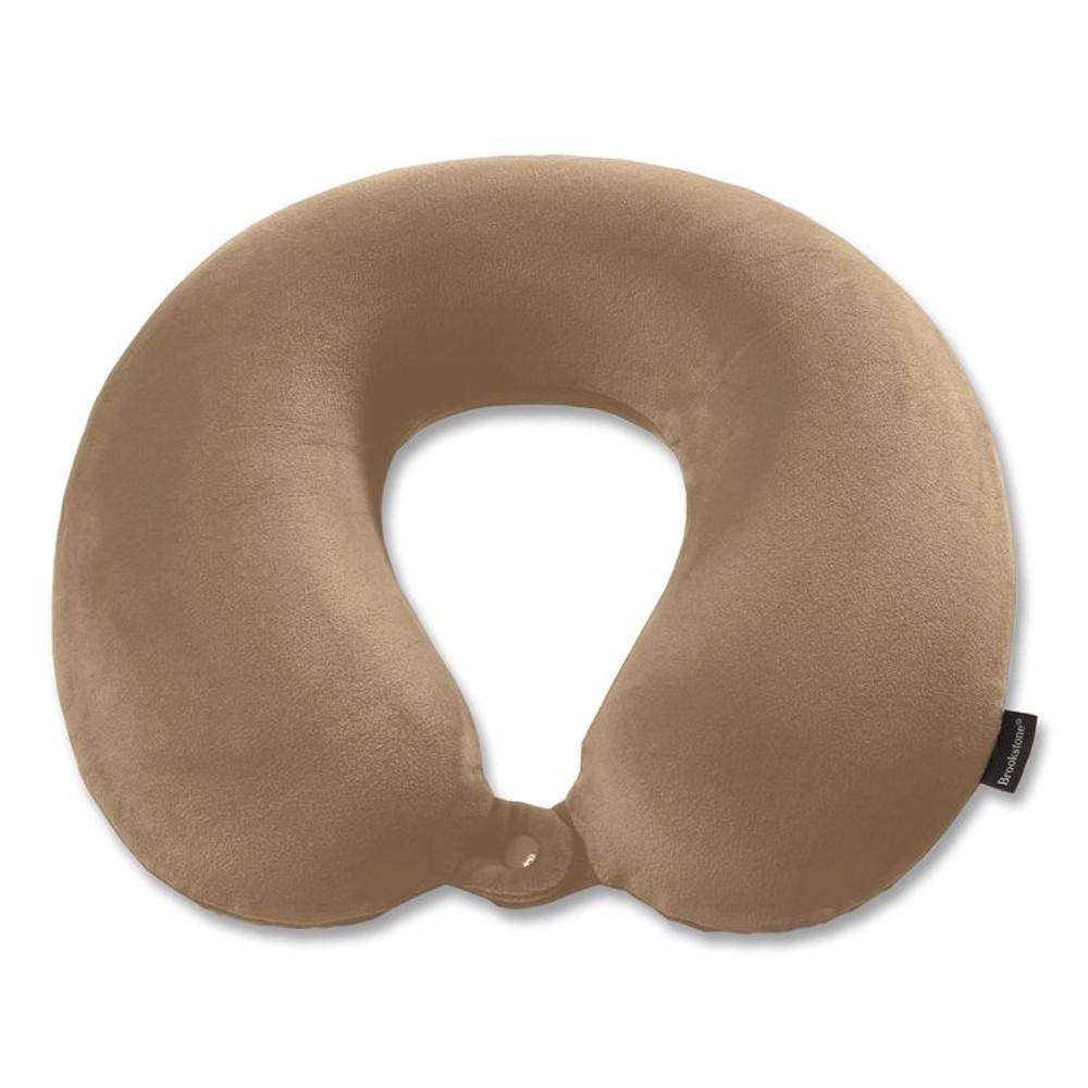 BROOKSTONE BNPM0004 U-Shaped Memory Foam Travel Pillow, 11.8 x 3.74 x 12.6, Khaki