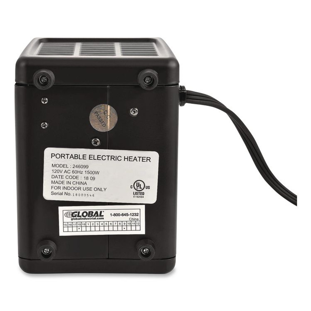 GLOBAL INDUSTRIAL 246099 Portable Heater, 1,500 W, 5.31 x 7.12 x 4.93, Black