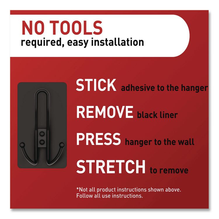 3M/COMMERCIAL TAPE DIV. Command™ 17038MB2ES Decorative X-Large Triple Hooks, Metal, Matte Black, Supports 10 lb, 2/Pack