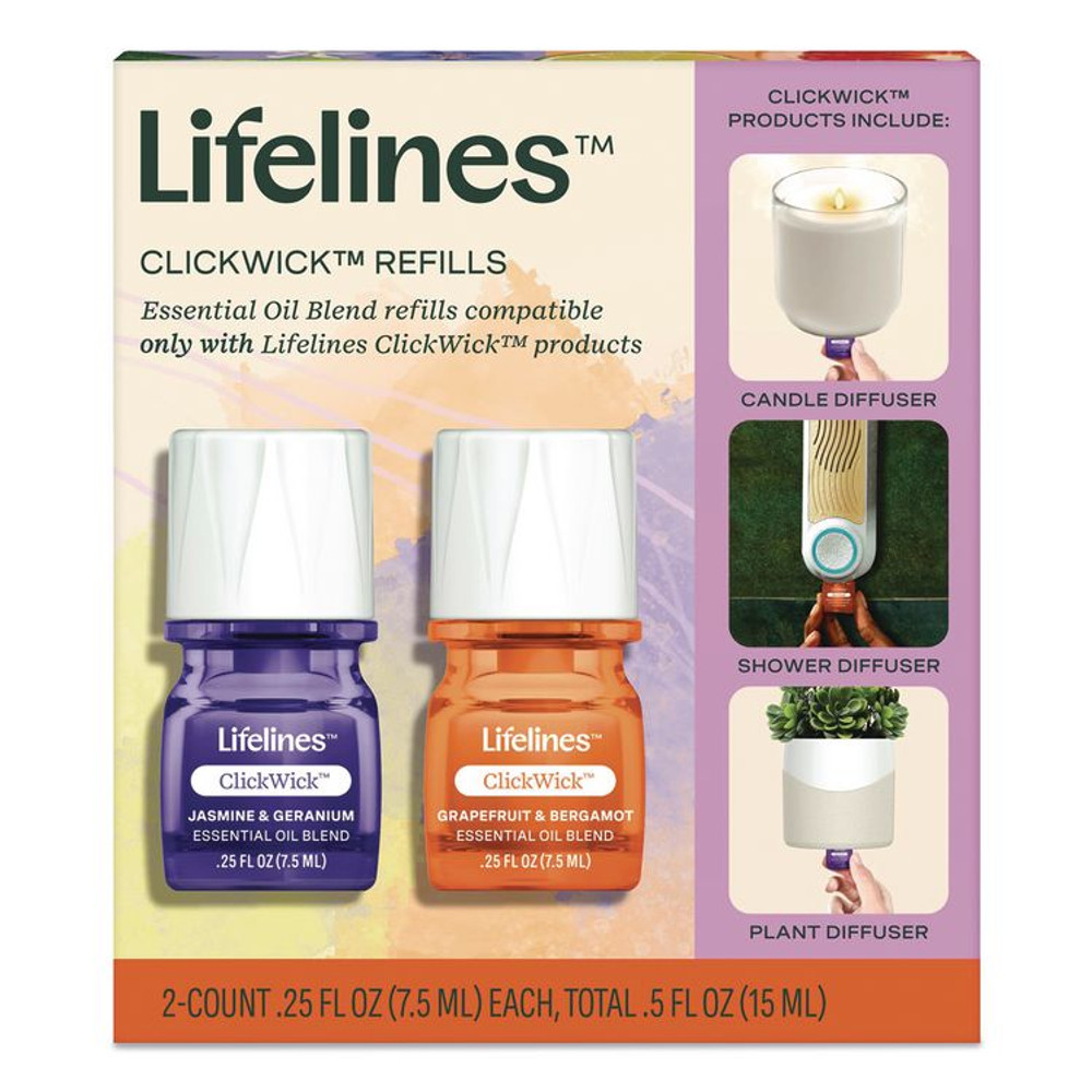 LIFELINES 110454 ClickWick Essential Oil Replacements, Citrus Grove and In Bloom, 0.25 oz, 2/Pack