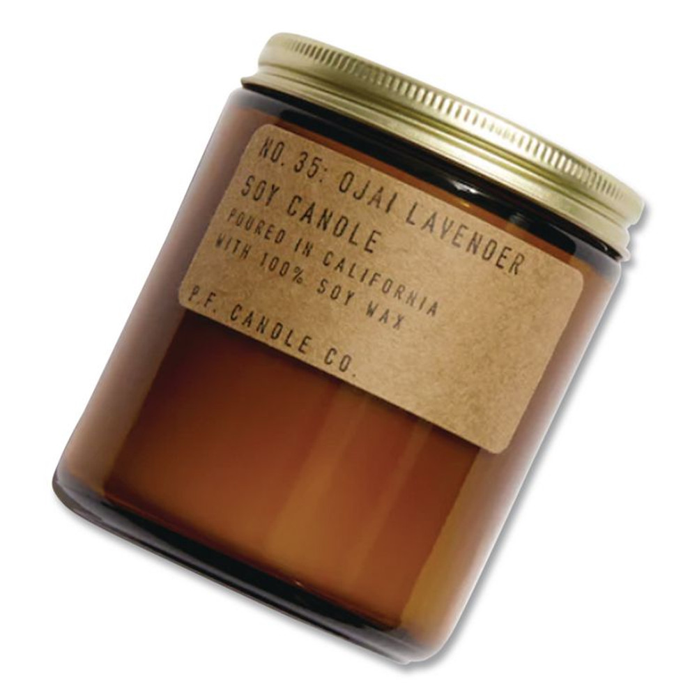 P.F. CANDLE CO. SC35 Ojai Lavender Soy Candle, 40 to 50 Hours Burn Time, 2.9 d x 3.5 h, 7.2 oz, Amber