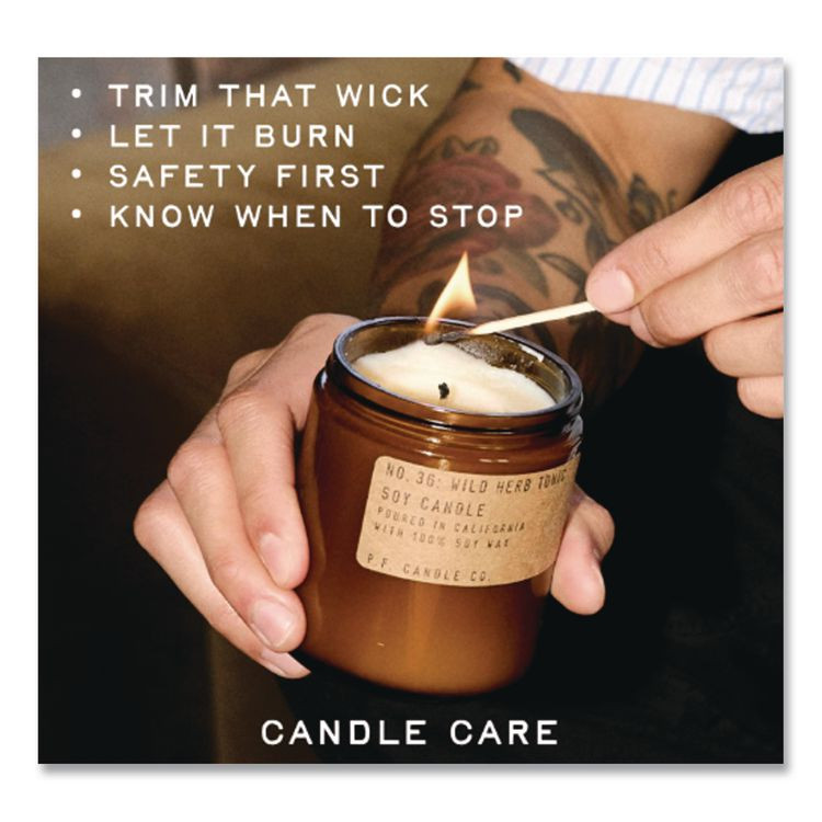 P.F. CANDLE CO. SC32 Sandalwood Rose Soy Candle, 40 to 50 Hours Burn Time, 2.9" d x 3.5" h, 7.2 oz, Amber