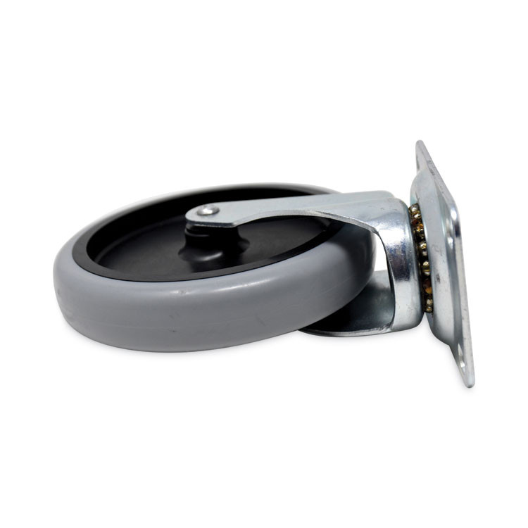 RUBBERMAID COMMERCIAL PROD. FG4501L20000 Replacement Bayonet-Stem Swivel Casters, Swivel Mount Plate, 5" Soft Rubber Wheel, Black