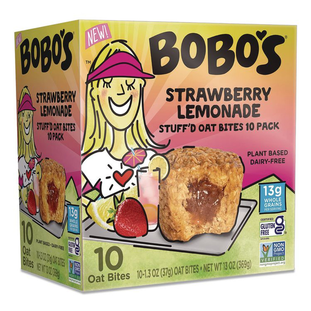 BOBO'S BBO00543 Stuff'd Oatmeal Bites, Strawberry Lemonade, 1.3 oz Individually Wrapped, 10/Box