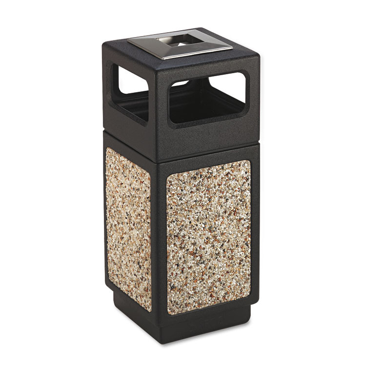SAFCO PRODUCTS 9470NC Canmeleon Aggregate Panel Receptacles, 15 gal, Polyethylene/Stainless Steel, Black