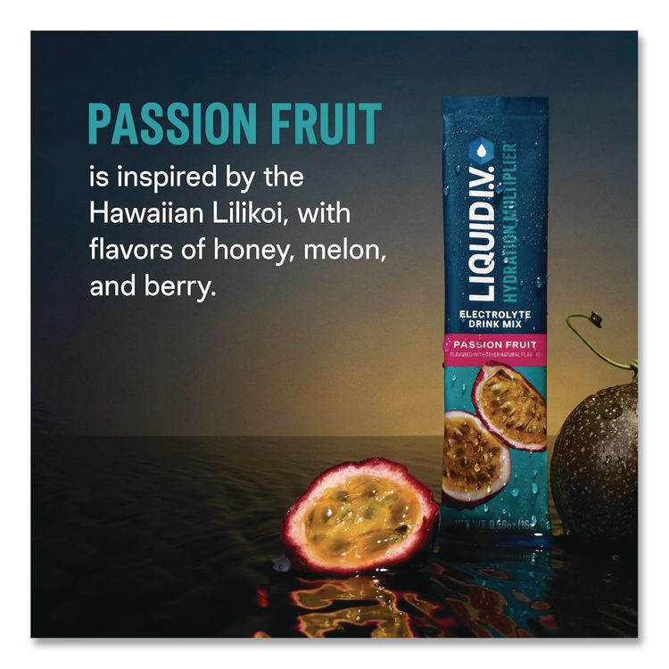 UNILEVER LIQUID I.V.® EHC47496 Hydration Multiplier, Passion Fruit, 0.56 oz Stick, 15/Pack