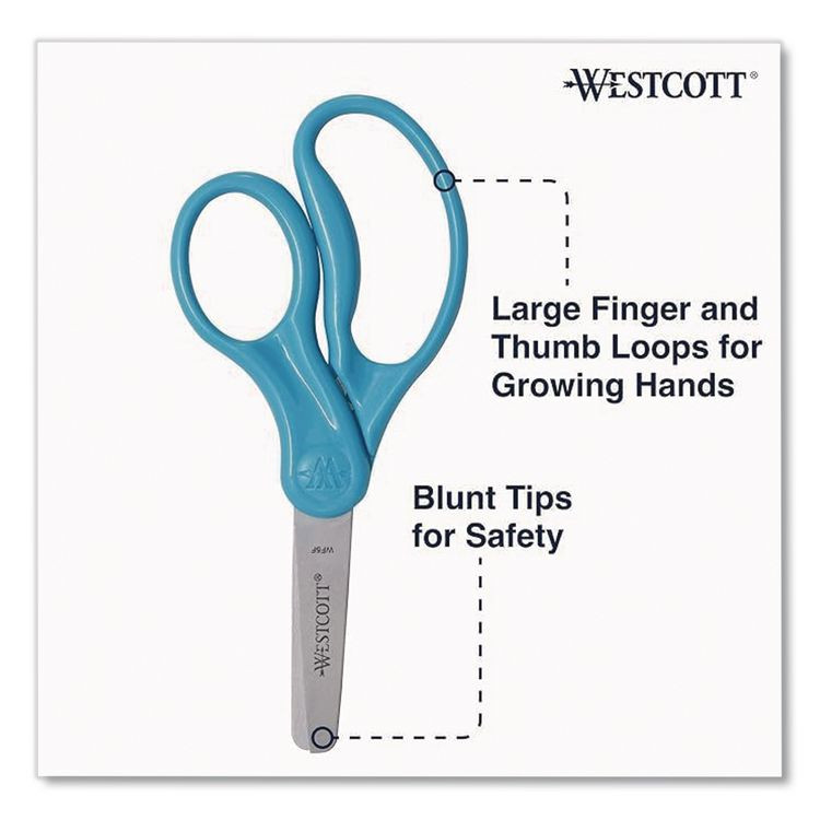 EVERSHARP PEN CO. Westcott® 00850 KleenEarth Rice Husk Kids Scissors, Blunt Tip, 5" Long, Straight Assorted Color Handles, 12/Pack