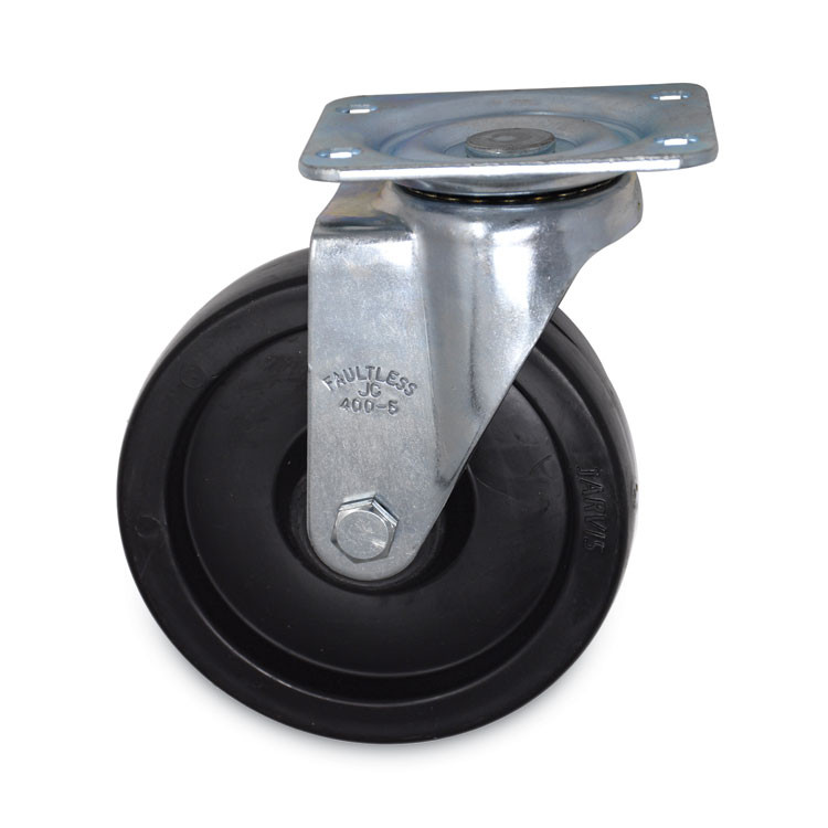 RUBBERMAID COMMERCIAL PROD. FG4614L30000 Replacement Plate Casters, Rigid Mount Plate, 5" Polypropylene Wheel, Black
