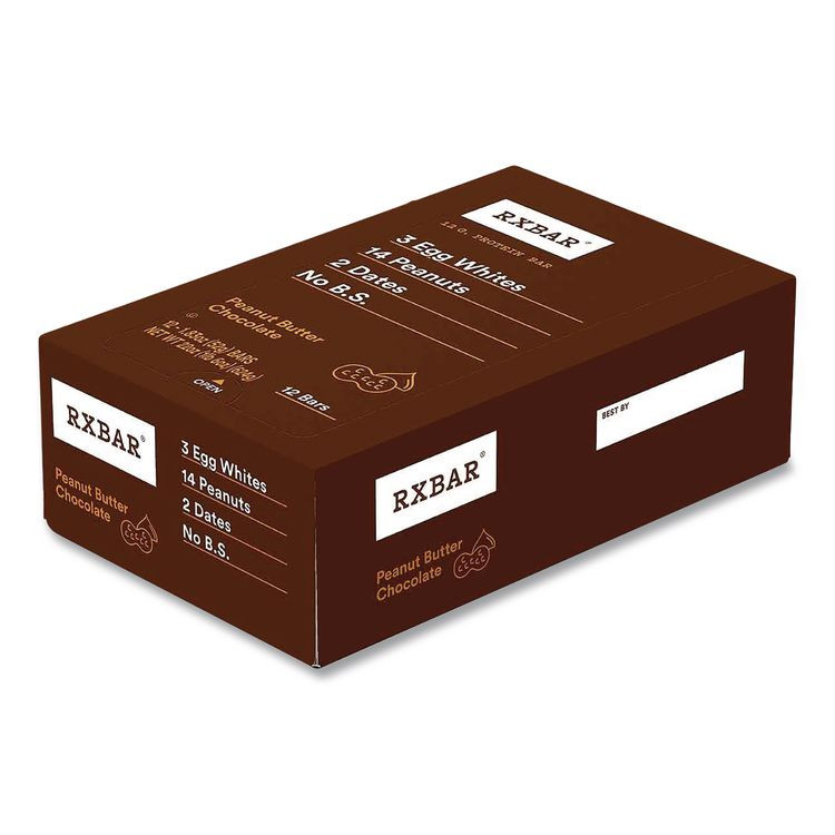 KELLOGG'S RXBAR® CGO00471 Peanut Butter Chocolate Protein Bars, 1.83 oz Individually Wrapped, 12/Box