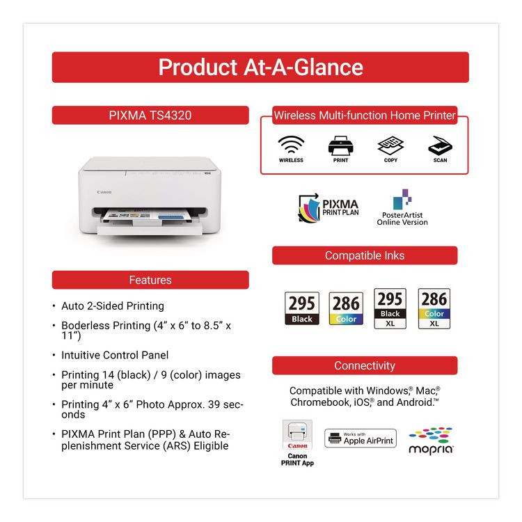 INNOVERA Canon® 7181C002 PIXMA TS4320 Inkjet Printer, Copy/Print/Scan