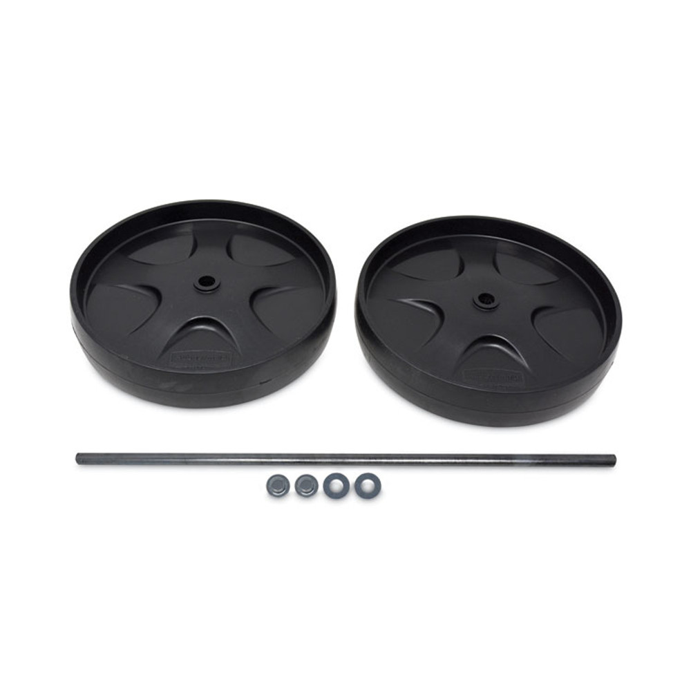 RUBBERMAID COMMERCIAL PROD. 9T73-L9 GRA Wheel and Axle Kit for Janitorial Cleaning Cart, 8" Wheel, Black/Gray/Silver, 2/Set