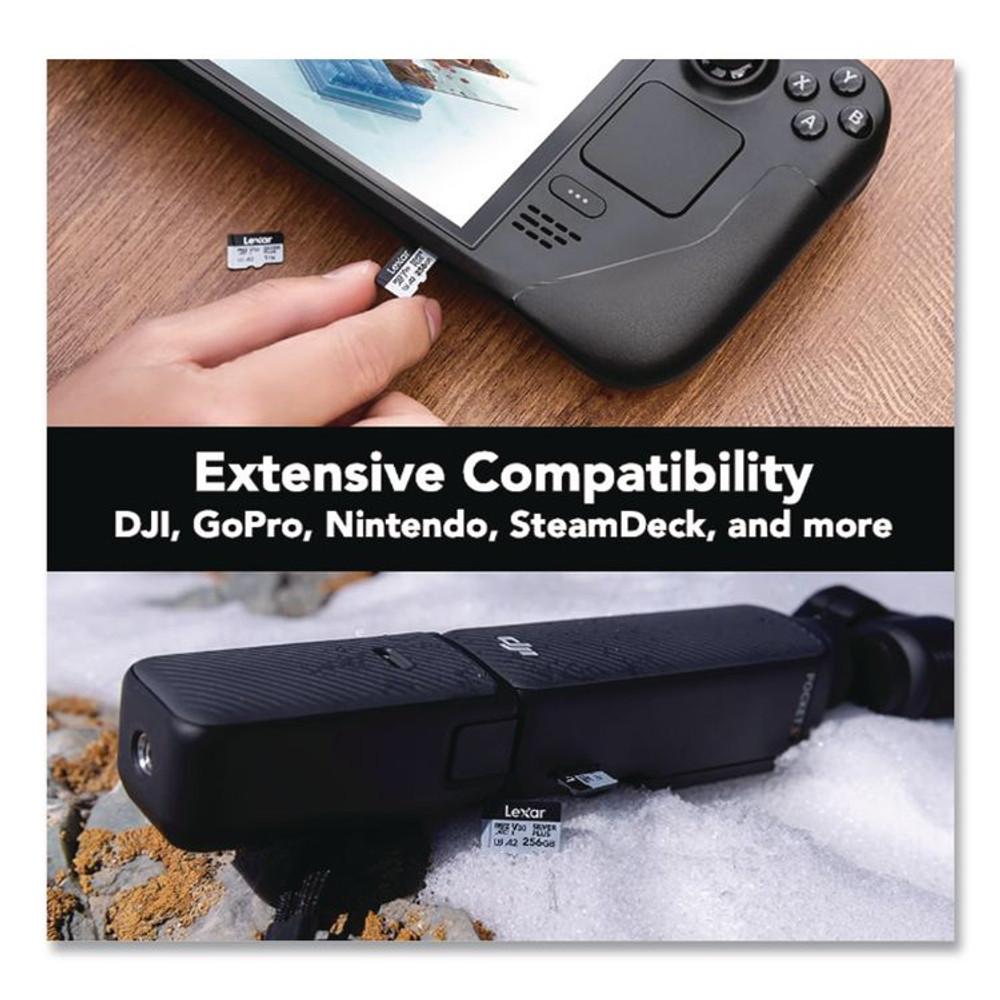 LEXAR MEDIA INC. LMSSIPL256GB Professional SILVER Series microSDXC Memory Card with Adapter, UHS-I, V30 Class 10, 256 GB