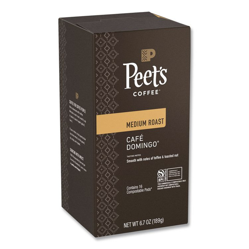 PEETS Peet's Coffee & Tea® PCE02782 Cafe Domingo Soft Pods, 16/ Box, 6 Boxes/Carton